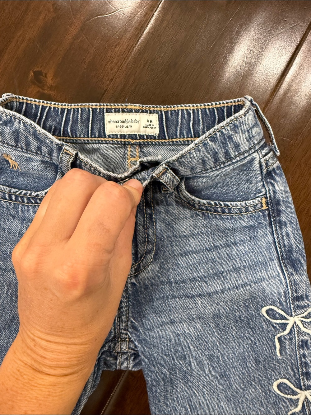 abercrombie baby blue denim with bow detail - Picture 3 of 4